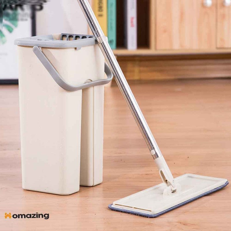 Flat Mop Bucket With Reusable Mop Pads