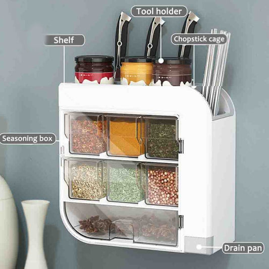 Multi-functional Seasoning Storage Rack Wall Mounted