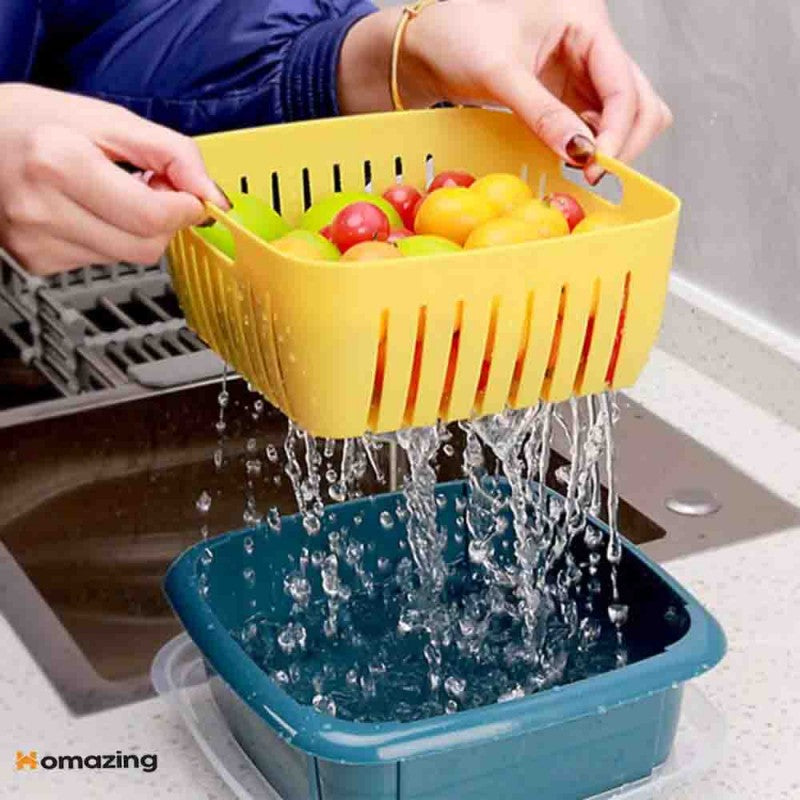 Double-Layer Drain Basket With Lid