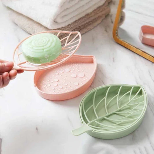 Leaf Shaped Soap Holder With Drain Tray