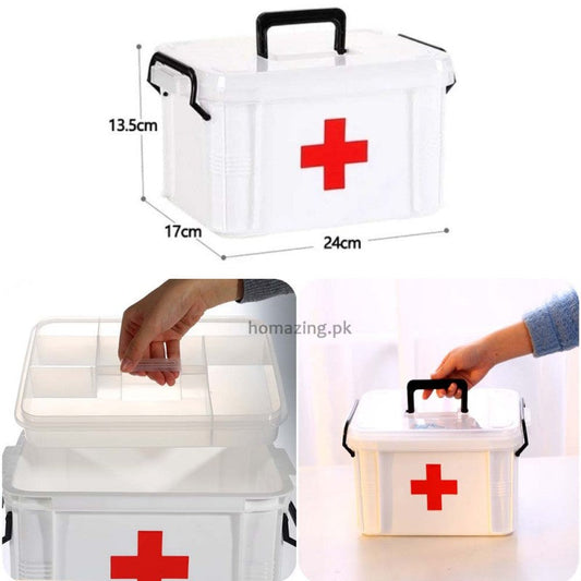 First Aid Medicine Storage Box Two Layers