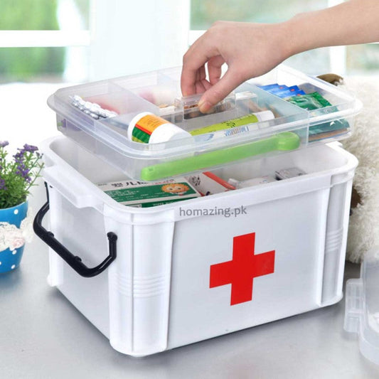 First Aid Medicine Storage Box Two Layers