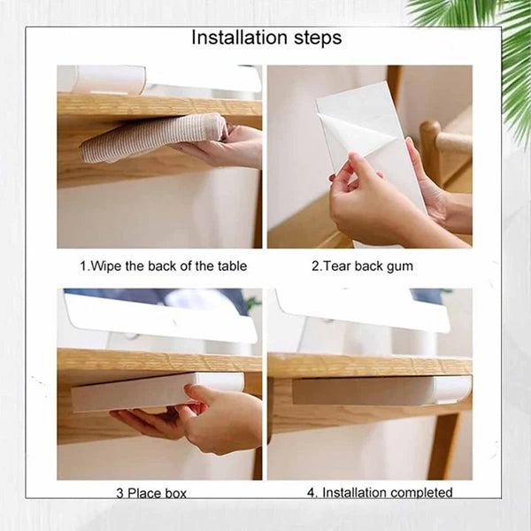 Self-Stick Storage Tray Under Desk