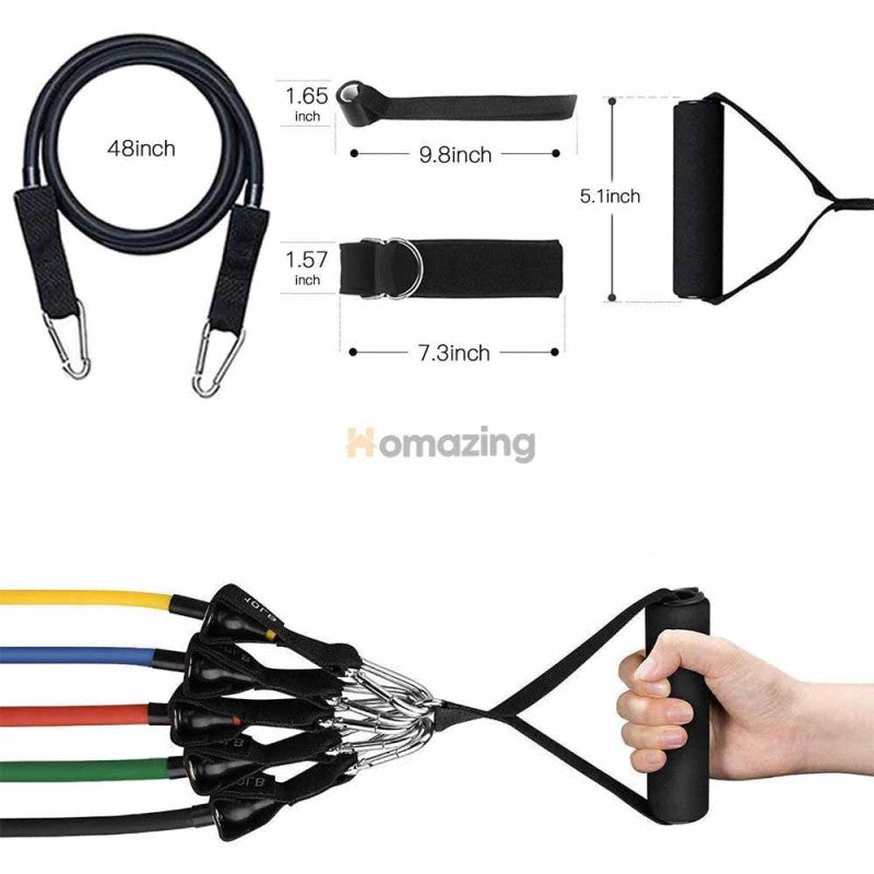 11Pcs Fitness Resistance Bands Set