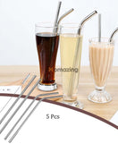 5 Pcs Steel Straws Set Reusable