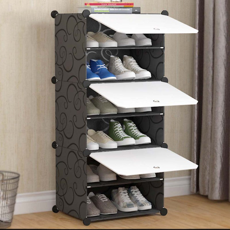 6 Layer Shoe Rack With Transparent Doors