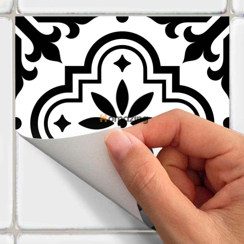 12 Pcs Tile Stickers Self Adhesive Black & White