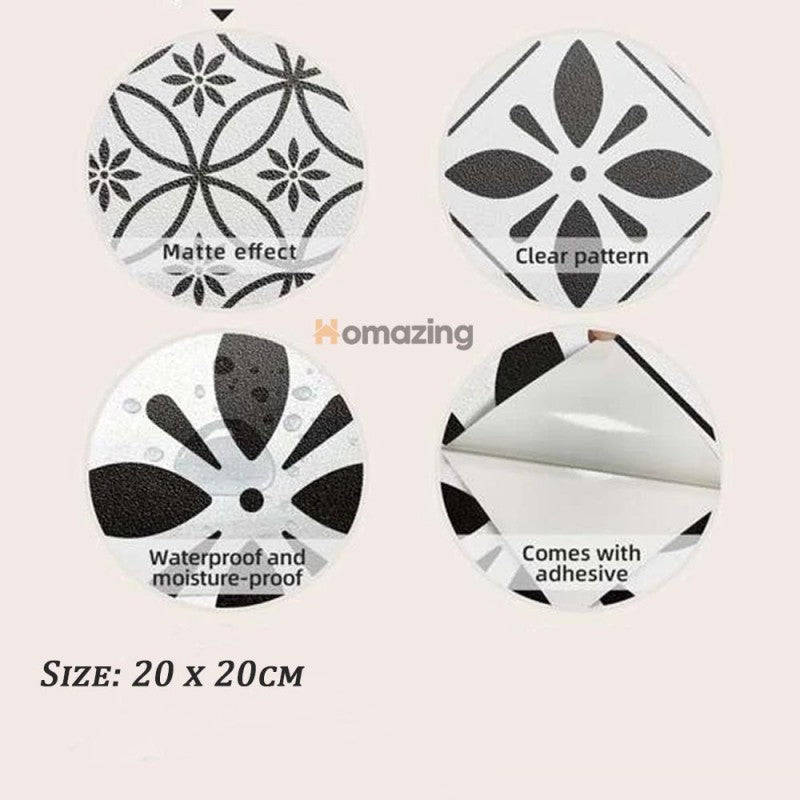 12 Pcs Tile Stickers Self Adhesive Black & White