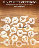 Coffee Stencil Template Set Pack Of 16Pcs