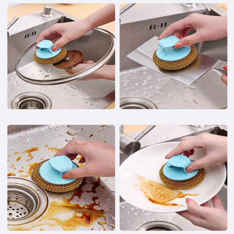 Handle Steel Scrubber Pad