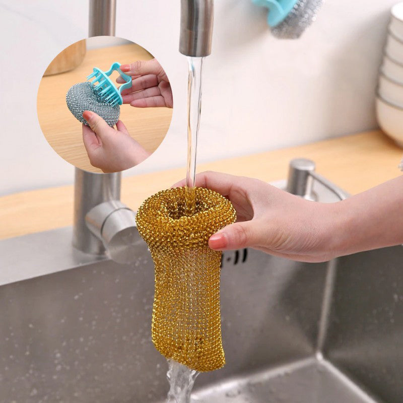 Handle Steel Scrubber Pad