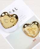 Gold Metal Jewelry Tray Heart Shaped