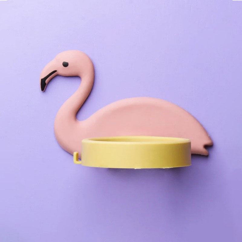 Adhesive Hair Dryer Holder Flamingo Shape