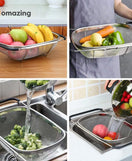Over The Sink Colander Strainer Basket Stainless Steel