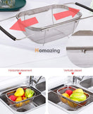 Over The Sink Colander Strainer Basket Stainless Steel