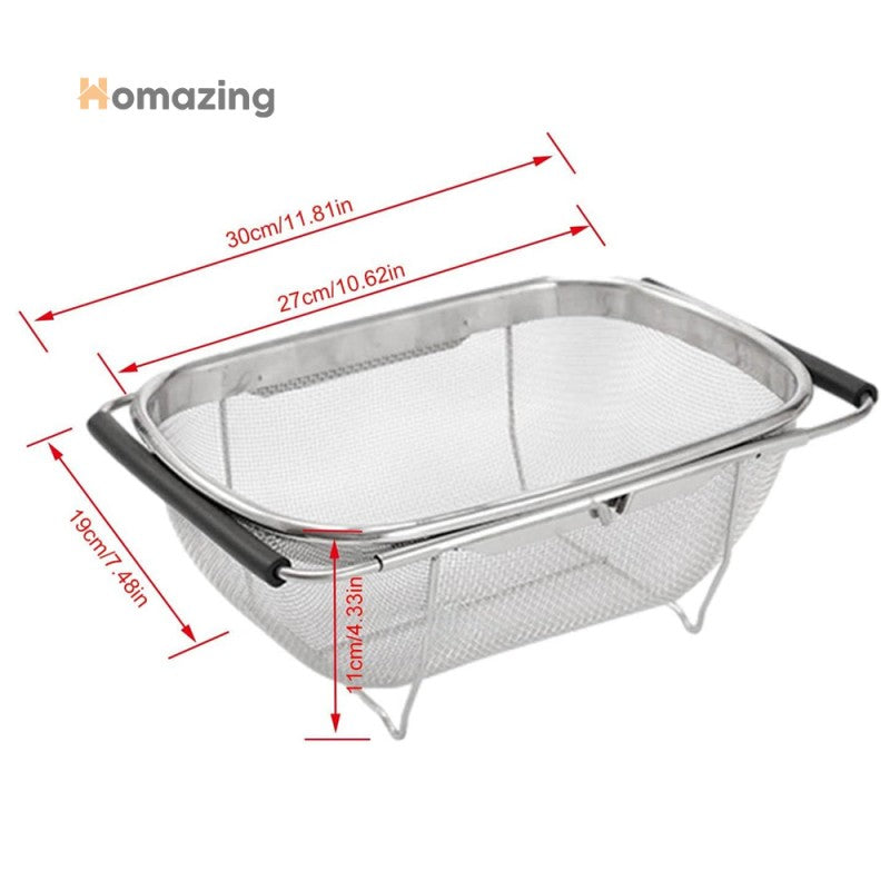 Over The Sink Colander Strainer Basket Stainless Steel