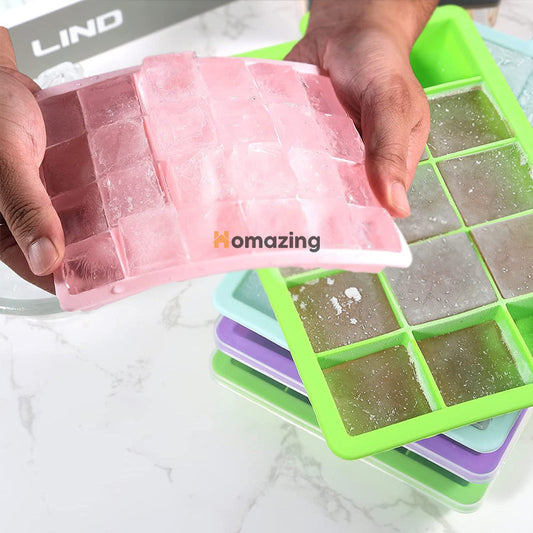 Silicone Ice Cube Tray With Cover Lid