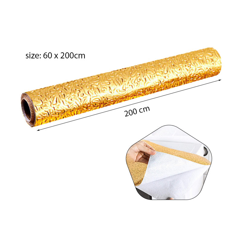 Oil Proof Aluminium Adhesive Sheet Stove Top - Golden - 60 x 200 cm