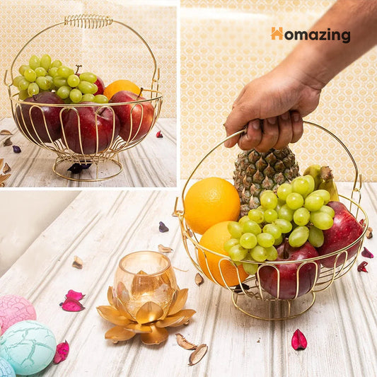 Fruit Basket Round Gold