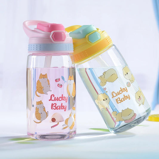 Cute Portable Water Bottle With Straw