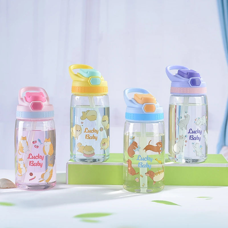 Cute Portable Water Bottle With Straw