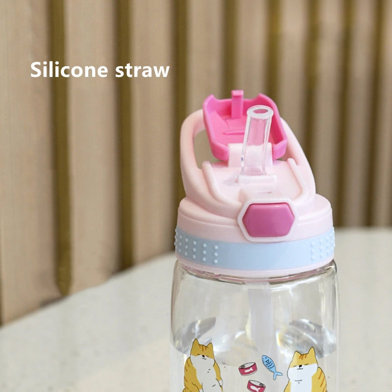 Cute Portable Water Bottle With Straw