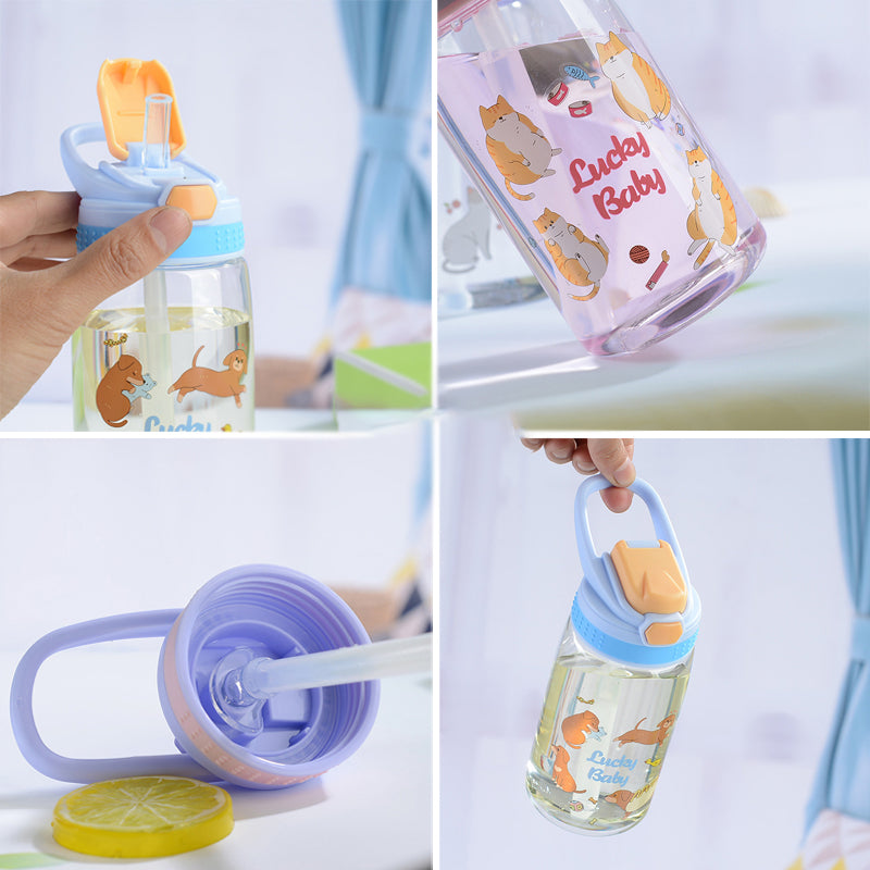 Cute Portable Water Bottle With Straw