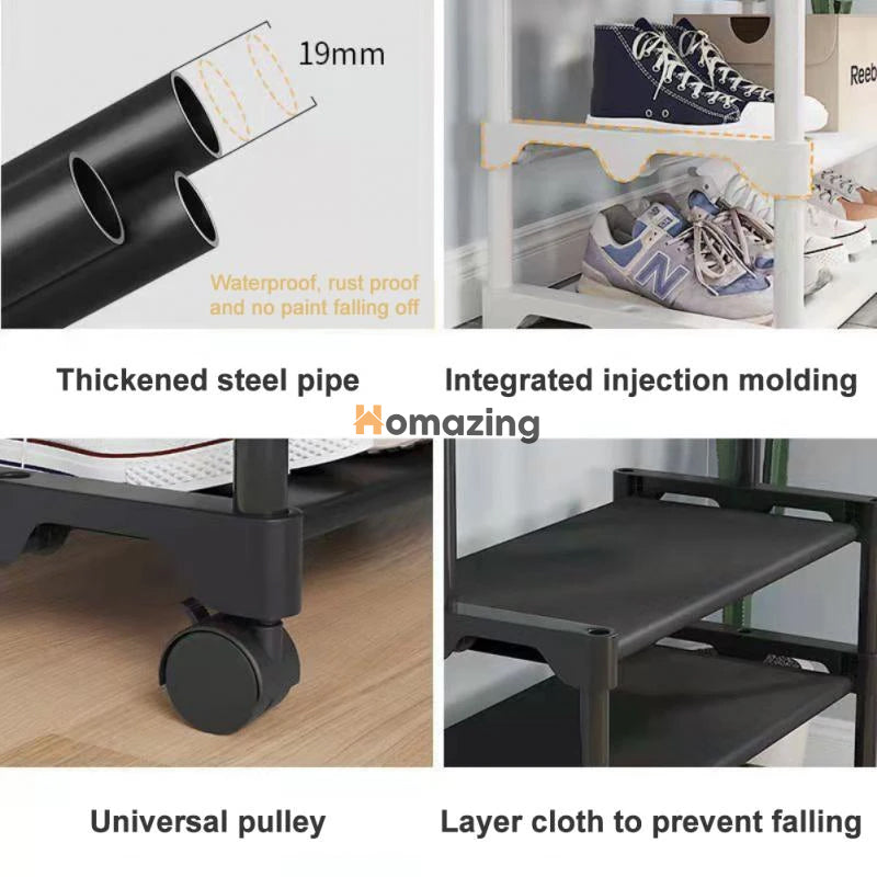 Multifunctional Coat & Shoe Rack With Wheels