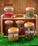 Spice Rack With 6 Airtight Jars