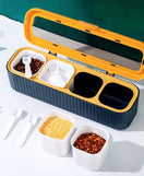 4 Grids Seasoning Storage Box With Spoon