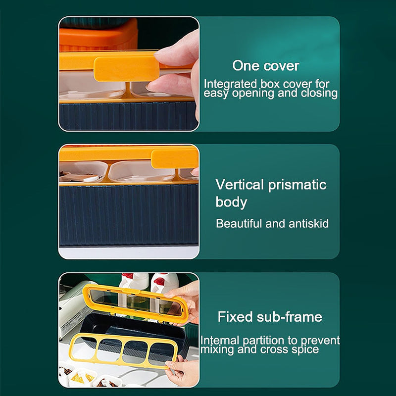 4 Grids Seasoning Storage Box With Spoon