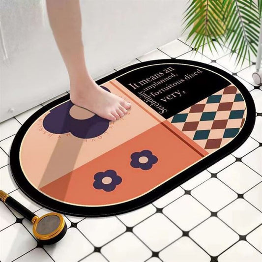 Printed Bath Mat Water Absorbent Non-Slip-F