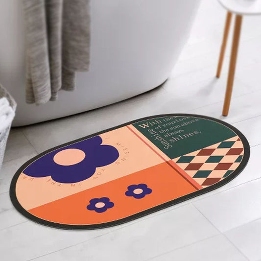 Printed Bath Mat Water Absorbent Non-Slip-F