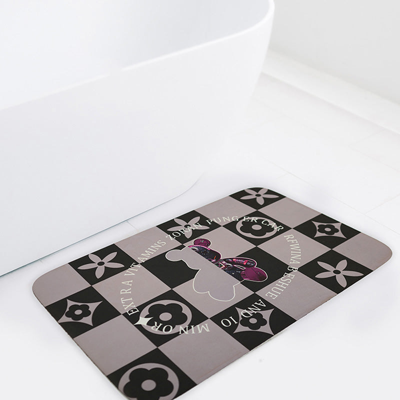 Floral Bath Mat Water Absorbent Non-Slip-H