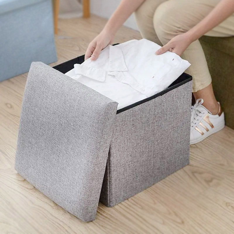 Foldable Storage Box Organizer With Stool