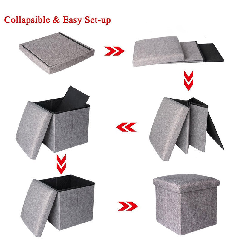 Foldable Storage Box Organizer With Stool