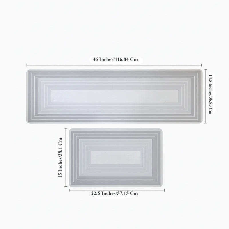 Kitchen Floor Mat Non-slip Set Of 2 Pcs - Concentric Rectangle Design