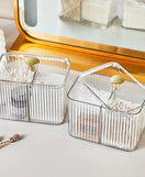 Cotton Swab & Cotton Pad Holder With 3 Compartments