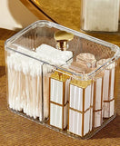 Cotton Swab & Cotton Pad Holder With 3 Compartments