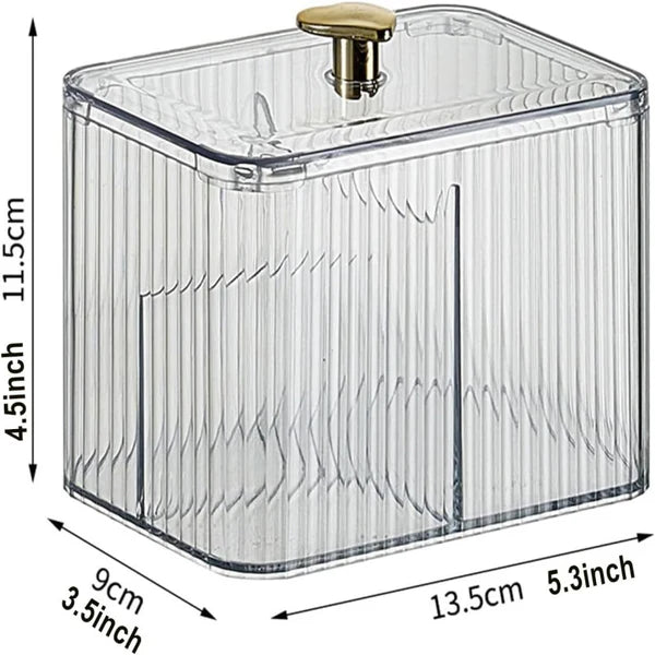 Cotton Swab & Cotton Pad Holder With 3 Compartments