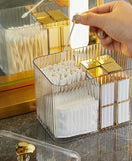 Cotton Swab & Cotton Pad Holder With 3 Compartments