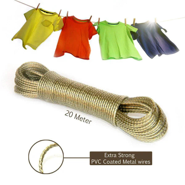 20 Meter Nylon PVC Laundry Rope Heavy Duty Clothes Drying Line