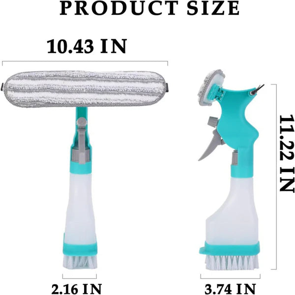 4 In 1 Double Sided Window Cleaning Squeegee With Spray Bottle