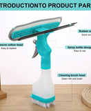 4 In 1 Double Sided Window Cleaning Squeegee With Spray Bottle