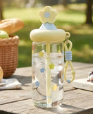 Glass Sipper Cup Stylish Drinking Glass with Straw