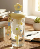 Glass Sipper Cup Stylish Drinking Glass with Straw