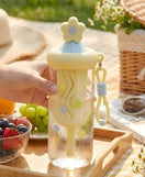 Glass Sipper Cup Stylish Drinking Glass with Straw