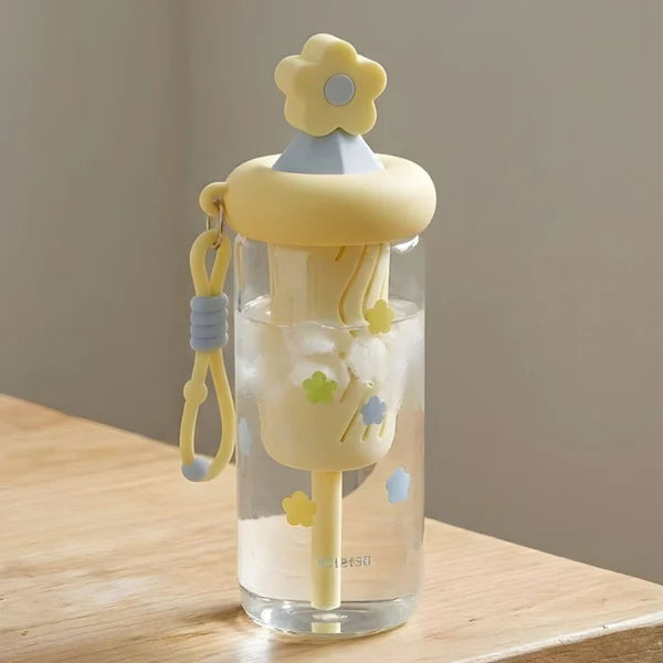 Glass Sipper Cup Stylish Drinking Glass with Straw