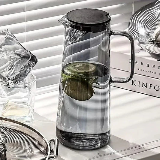 Glass Water Jug 1800ML Premium Transparent Drinking Pitcher