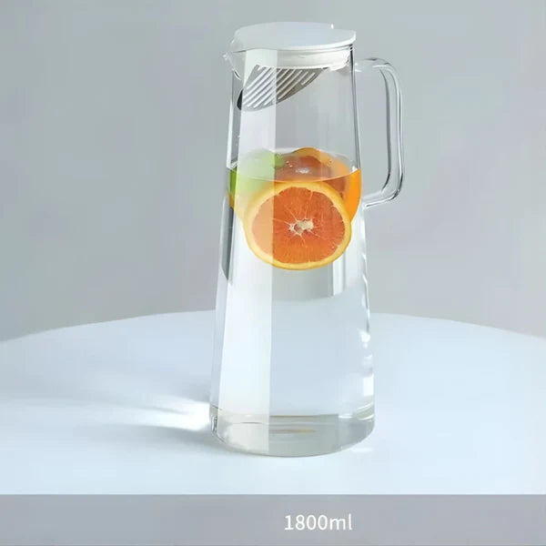 Glass Water Jug 1800ML Premium Transparent Drinking Pitcher